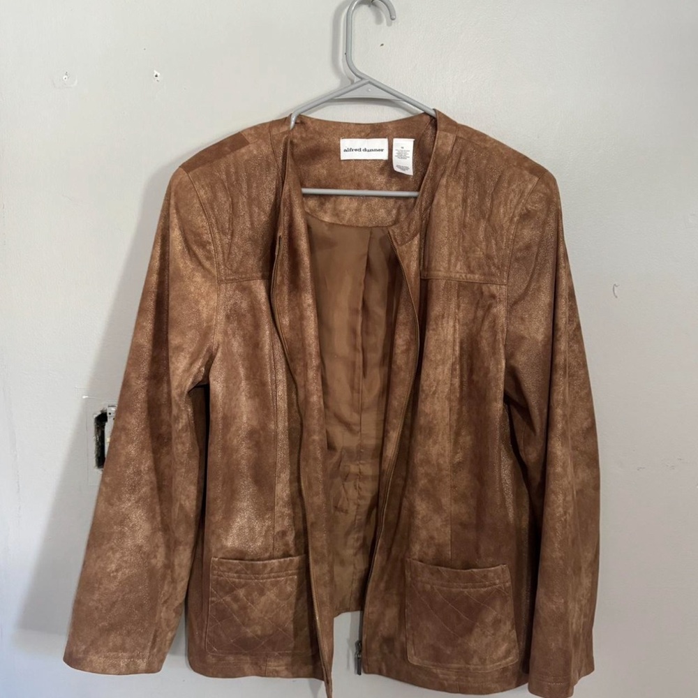 Alfred Dunner Brown Suede Jacket - Size 16